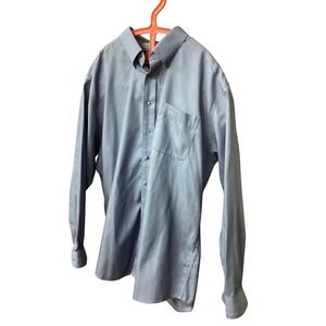 Nordstrom Smartcare Wrinkle Free Men's Blue Pinstripe Dress Shirt 17 1/2